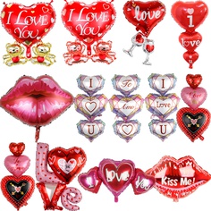 Valentine'S Day Lips Heart Shape Aluminum Film Date Balloons
